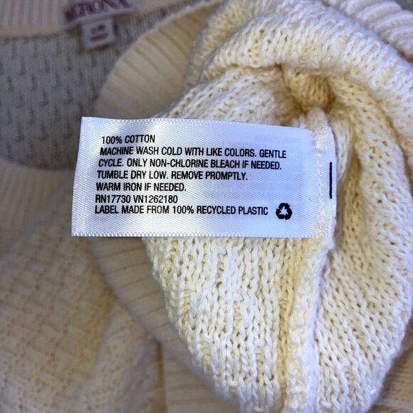 MERONA  L 100% Cotton Off-White Knit Tunic Top Longer in Back Slouch Breathable - Picture 4 of 4